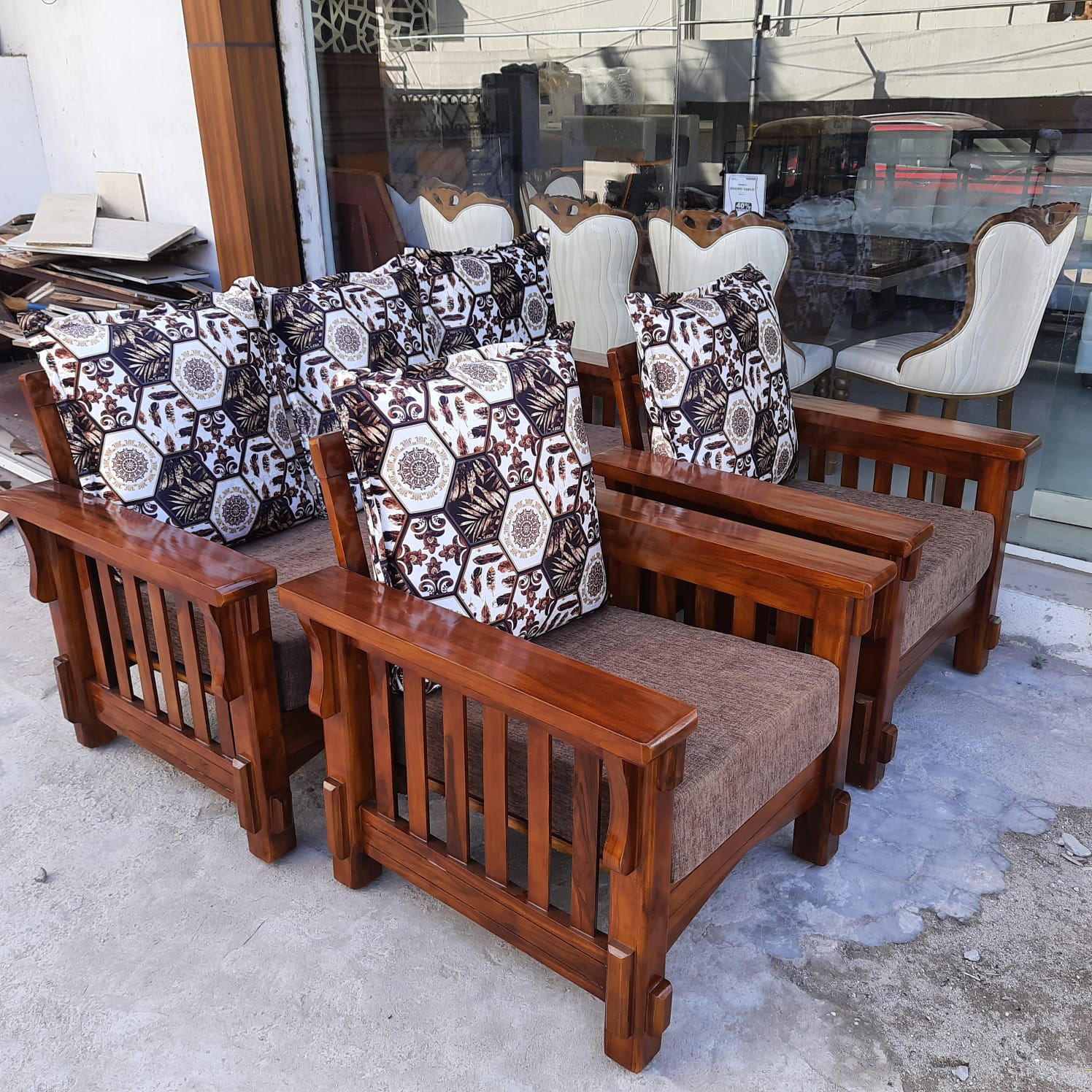 WOODEN SOFA SET